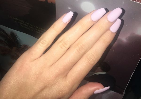 Image of Beautiful Pink Short Coffin Acrylic Nails
