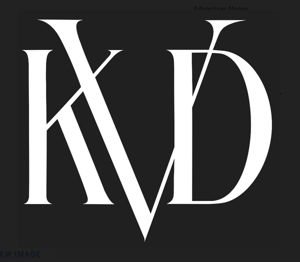 KVD Vegan Beauty LOGO pictured in black and white.